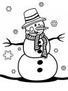 Снеговик в шляпе и шарфе Детские раскраски зима распечатать