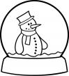 Снеговик в шаре Рисунок раскраска на зимнюю тему
