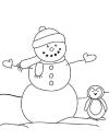 Снеговик и пингвин Детские раскраски зима распечатать