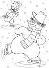 Снеговик катается на коньках Детские раскраски зима распечатать