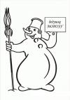 Снеговик с письмом деду морозу Рисунок раскраска на зимнюю тему