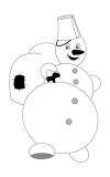 Снеговик с мешком Рисунок раскраска на зимнюю тему