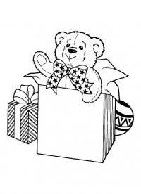 Мягкий медвежонок в подарок Детские раскраски зима распечатать