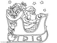 Санта и эльф в санях Детские раскраски зима распечатать