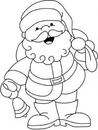 Дед мороз с колокольчиком и мешком с подарками Детские раскраски зима распечатать