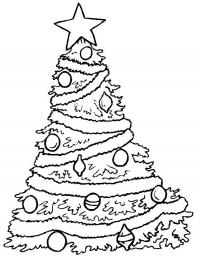 Новогодняя елка украшенная шарами Раскраски на тему зима