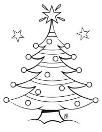 Красивая новогодняя елка с сияющей звездой Раскраски на тему зима