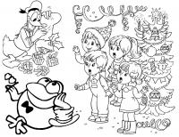 Новый год с героями сказок Детские раскраски зима распечатать