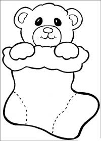 Новый год, игрушка медвежонок в подарок Детские раскраски зима распечатать