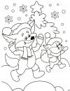 Зима, лисята у елки Детские раскраски зима распечатать