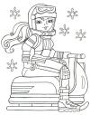 Зима, девушка на снегоходе Раскраски зима распечатать бесплатно
