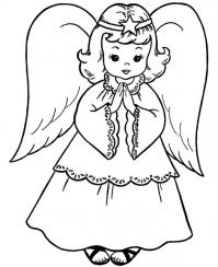 Новый год, девочка в костюме ангелочка Детские раскраски зима распечатать