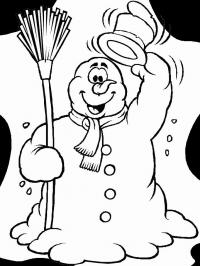 Снеговик выступает на сцене Рисунок раскраска на зимнюю тему