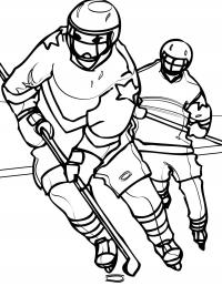 Игра в хоккей Раскраски зима распечатать бесплатно