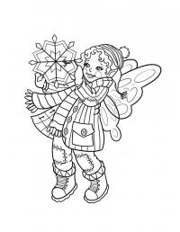 Девочка фея со снежинкой Раскраски про зиму для детей