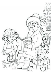 Снегурочка читает сказки Раскраски зима скачать бесплатно