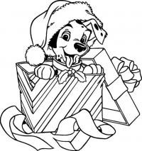 Долматинец в коробке Детские раскраски зима распечатать