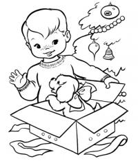 Подарок щенок Детские раскраски зима распечатать