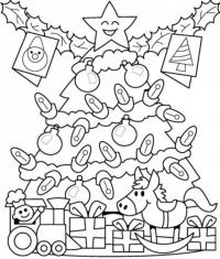 Большая елка с подарками Раскраска сказочная зима