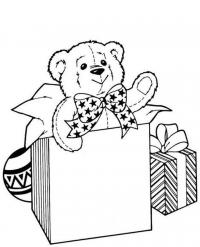 Подарки, плюшевый мишка Детские раскраски зима распечатать