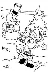 Подарок снеговику Раскраска сказочная зима