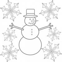 Снежинки и снеговик Детские раскраски зима распечатать