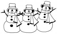 Танцующие снеговики Рисунок раскраска на зимнюю тему