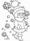 Девочка в хороводе снежинок Детские раскраски зима распечатать