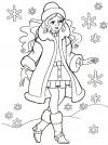 Девушка в хороводе снежинок Раскраски для детского сада