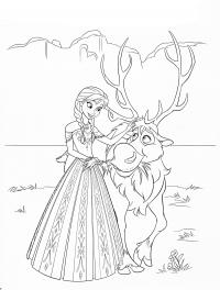 Принцесса с оленем Раскраски зимушка зима