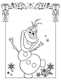 Снеговик олаф для открытки Раскраска зима пришла