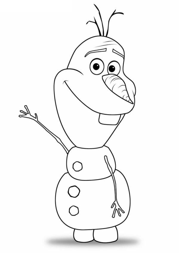 Снеговик олаф машет рукой Зимние рисунки раскраски