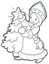 Снегурочка у елки Раскраски зима скачать бесплатно