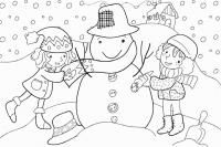 Девочки лепят снеговика Рисунок раскраска на зимнюю тему