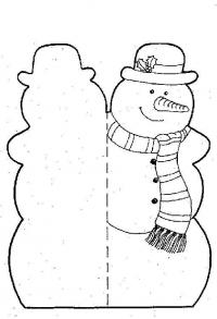 Новогодние открытки в виде снеговика Зимние раскраски для мальчиков