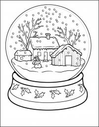 Снежный шар Раскраски зима распечатать бесплатно