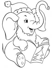 Новогодние открытки со слоненком Зимние раскраски для мальчиков