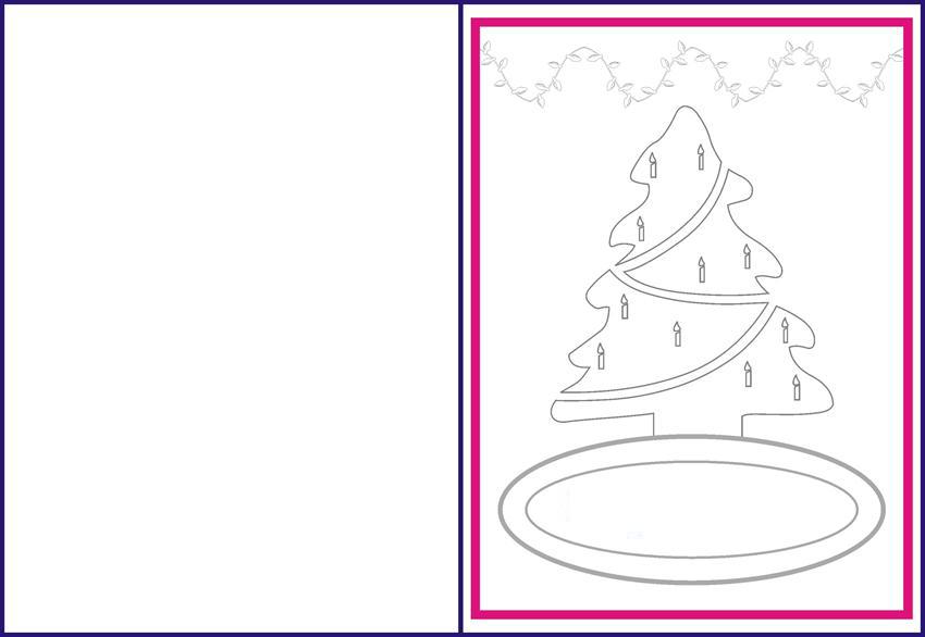 Новогодние открытки с елочкой с горящими свечами Раскраска зима распечатать