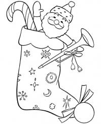 Рождественские чулки, носки, сапожки для подарков Раскраски зима распечатать бесплатно