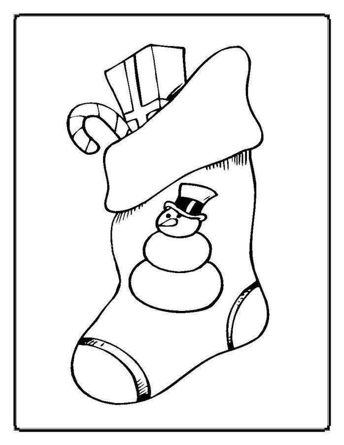 Рождественские чулки, носки, сапожки для подарков Раскраска зима