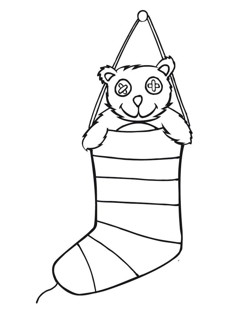 Носки для подарков с плюшевым мишкой Зимние рисунки раскраски