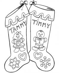 Носки для подарков с именами Раскраски зима распечатать бесплатно