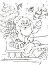 Дед мороз едет в санях с подарками Детские раскраски зима распечатать