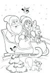 Дед мороз и снегурочка в санях Детские раскраски зима распечатать
