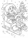 Дед мороз с мальчиком на санях Раскраска зима пришла