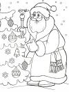 Дед мороз у елки Детские раскраски зима распечатать