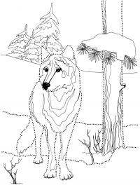 Волк в лесу Зимние рисунки раскраски
