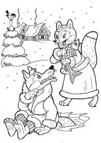 Волк и лиса Раскраски про зиму для детей