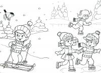 Каток Раскраски про зиму для детей