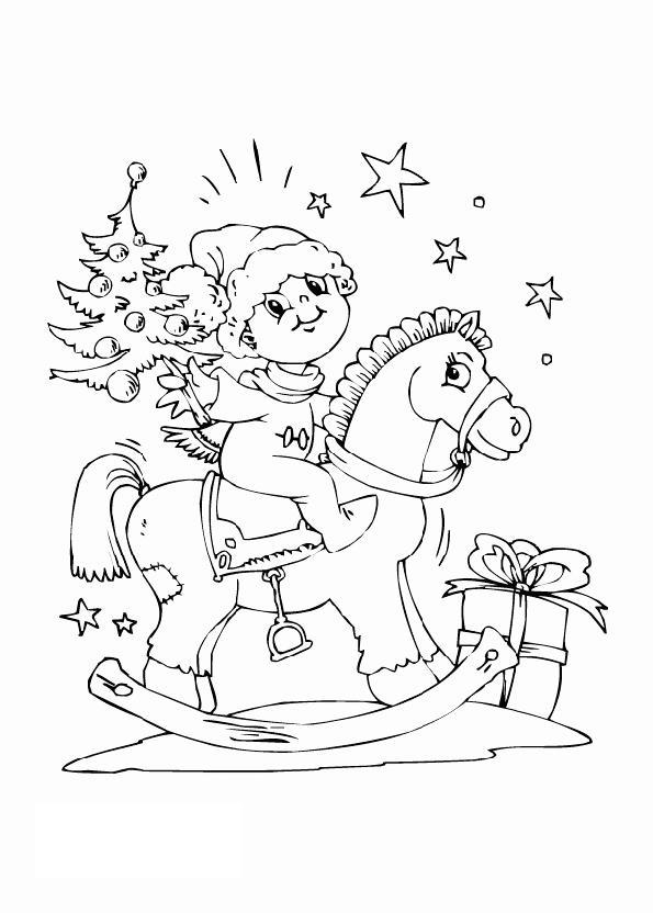 Малыш на лошадке Раскраски зимушка зима